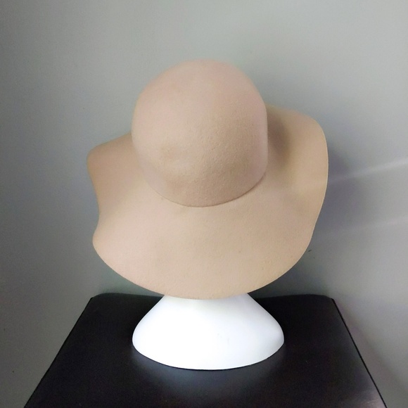 Vtg Camel Tan Wool Floppy Wide Brim Boho Hat